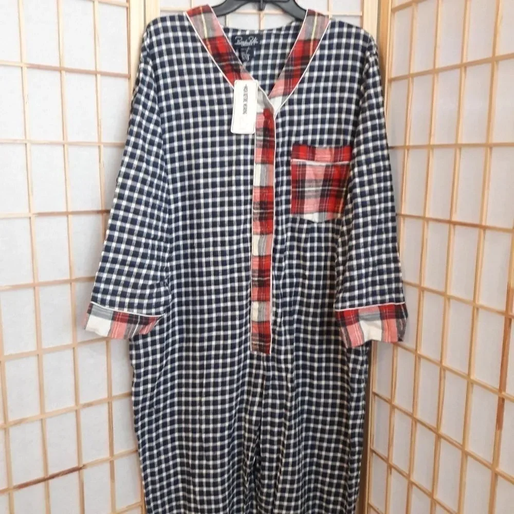 NWT Rene Rofe Plaid Lingerie Sleepwear Suit Sz M